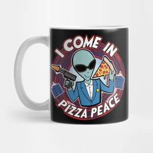 I Come In Pizza Peace Funny Alien in Space Pizza Mug